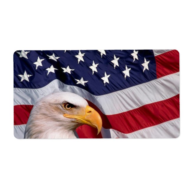 Étiquette American Bald Eagle avec Arrière - plan drapeau Ét (Devant)