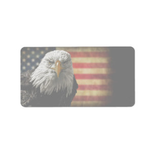 Étiquette American Bald Eagle on Grunge Flag