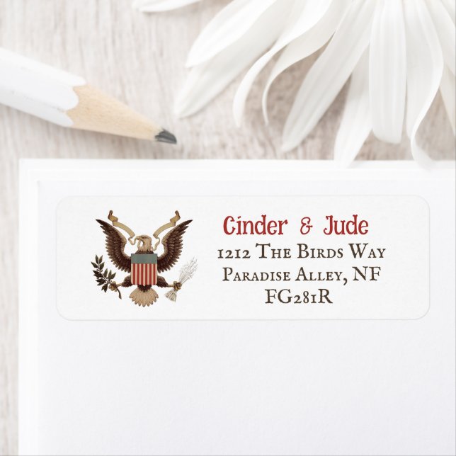 Étiquette American Eagle Patriot  White Return Address Label (En situation)