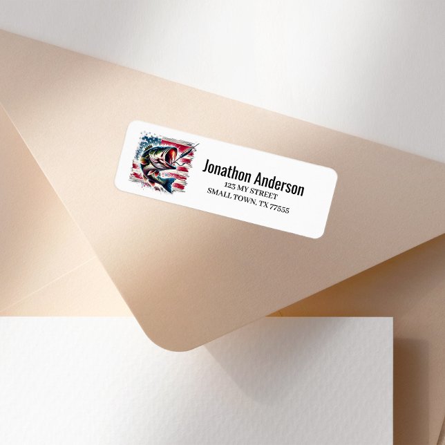 Étiquette American Flag Fishing Address Label (Créateur téléchargé)