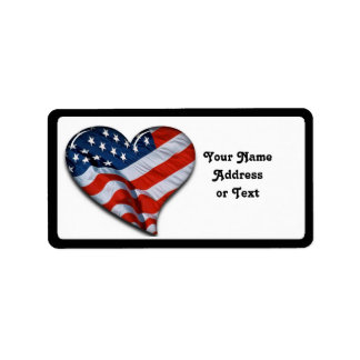 Étiquette American Flag Heart