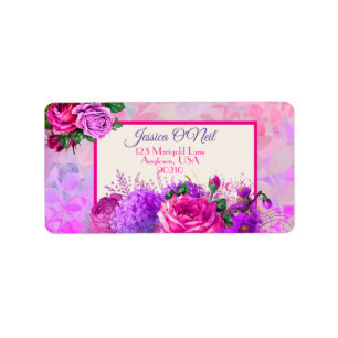 Étiquette Amethyst Framboise Floral Mariage Adresse de retou