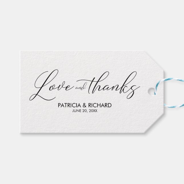 Étiquette Amour et Merci Chic Script Wedding Favor (Devant (Horizontal))