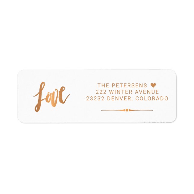 Étiquette Amour Faux Gold Foil Simple Minimaliste Famille (Devant)