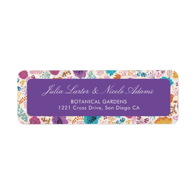 Étiquette Amour Fleurissant Fleurs Romantiques Rose Violet M (Devant)