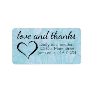 Étiquette Amour & Merci Mariage Bleu Retourner l'adresse Éti