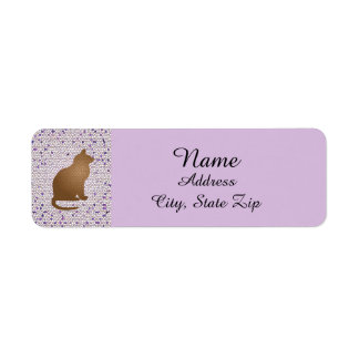 Étiquette Amoureux des chats Mosaic Purple Propriétaire d'an