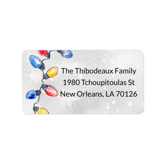 Étiquette Ampoules de Noël, Guirlandes Lumineuses, Adresse d (Devant)