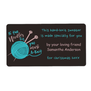 Étiquette Amusant Cute Custom Tricot Needles Yarn Joke Gig