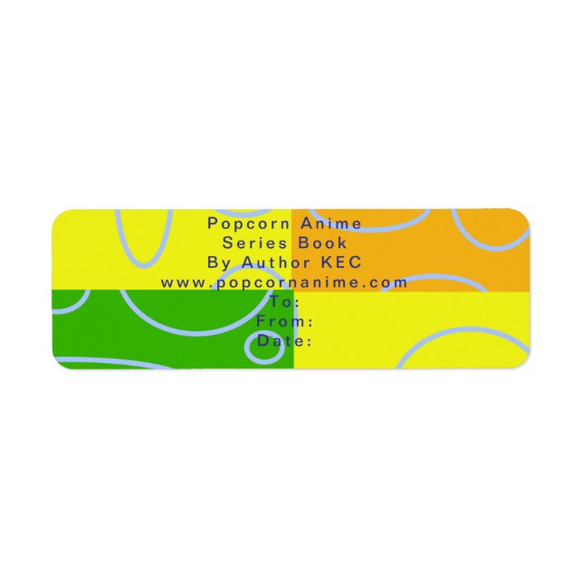 Étiquette Amusant Rétro Quad Boucles Abstraites Jaune Vert O (Devant)