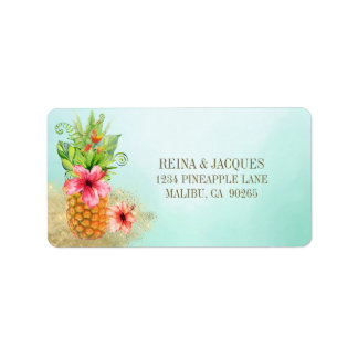 Étiquette Ananas tropical Bouquet floral Adresse de retour