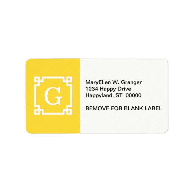 Étiquette Ananas Wht cadre clé grecque #2 Monogramme initial (Devant)