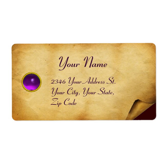 ÉTIQUETTE ANCIEN PARCHEMENT BROWN, PIERRE GÉOGRAPHIQUE (Devant)