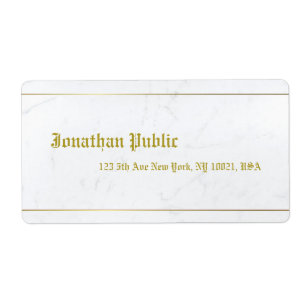 Étiquette Ancien Style Gold Calligraphie Élégant Marbre Livr