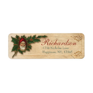 Étiquette Ancien Victorien Père Noël St. Nick Noël