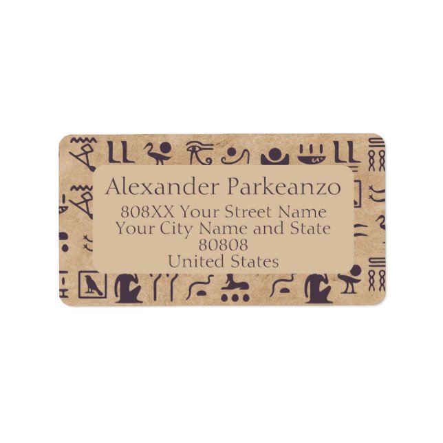 Étiquette Ancient Egyptian Hieroglyphics Art on Parchment (Devant)