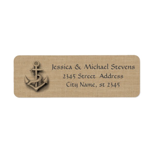 Étiquette Ancrage nautique mariage chic Burlap (Devant)