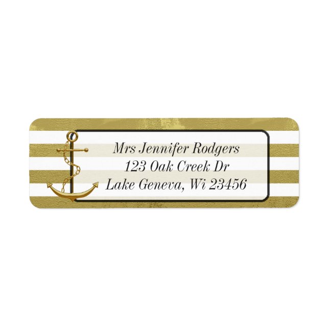 Étiquette Ancre à thème or et blanc (Devant)