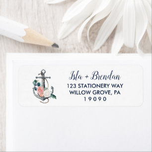 Étiquette Ancre florale Mariage d'été