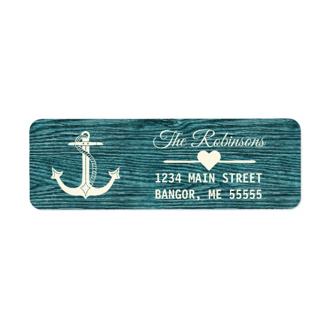 Étiquette Ancre nautique Rustic Turquoise Holiday Adresse de (Devant)