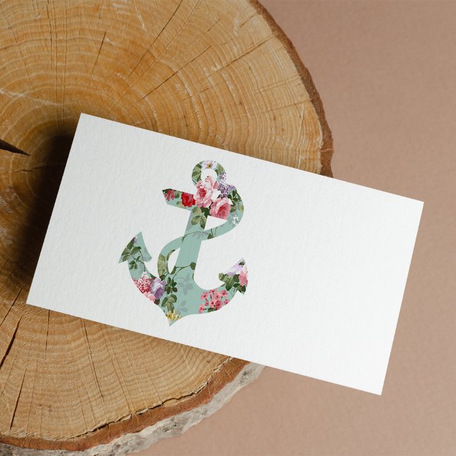 Étiquette Ancre vintage rouge rose vert fleuri motif (Vintage Red Pink Green Floral Pattern Anchor Label )