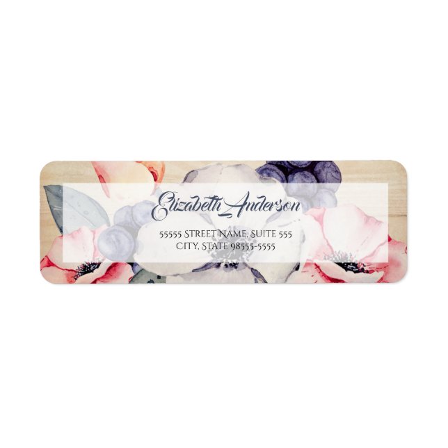 Étiquette Anémone Florale Teintée Rustique (Devant)