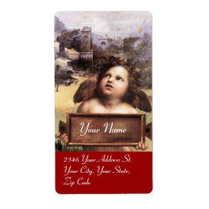 Étiquette ANGE / Chérubin ailé, Rouge