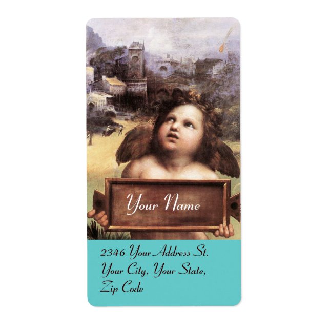 Étiquette ANGE / Chérubin ailé, violet (Devant)