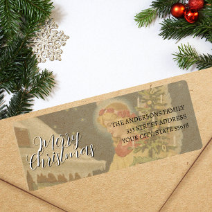 Étiquette Ange de Noël classique vintage