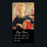 Étiquette ANGE MUSICAL EN ROUGE ET OR, Noir<br><div class="desc">Chef-d'oeuvre médiéval italien Fra Beato Angelico : Musique faisant détail ange de Linaioli Tabernacle 1433 Italie</div>