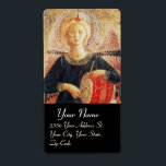 Étiquette ANGE MUSICAL EN ROUGE ET OR, Noir<br><div class="desc">Chef-d'oeuvre médiéval italien Fra Beato Angelico : Musique faisant détail ange de Linaioli Tabernacle 1433 Italie</div>