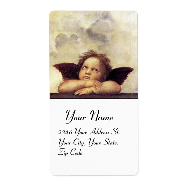 Étiquette ANGEL / Cherub ailé, marron, blanc (Devant)