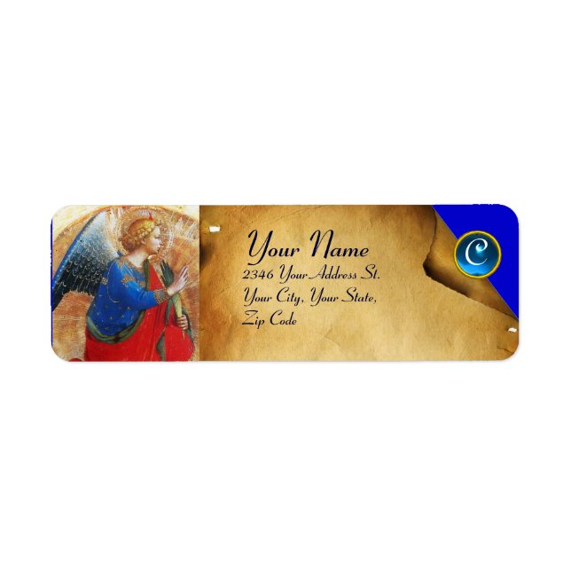 ÉTIQUETTE ANGEL IN GOLD RED AND BLUE MONOGRAM (Devant)