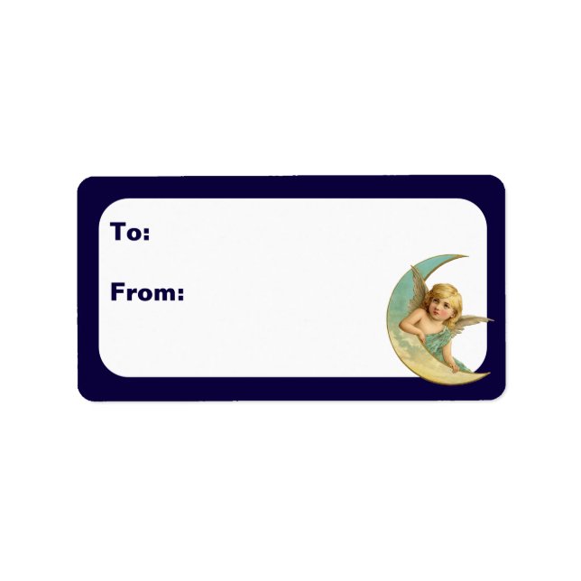 Étiquette Angle vintage dans la lune de croissant (Devant)