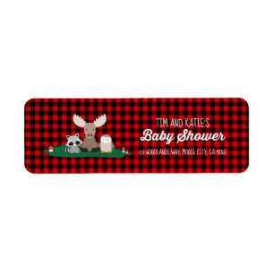 Étiquette Animaux de baby shower de bûcheron de région