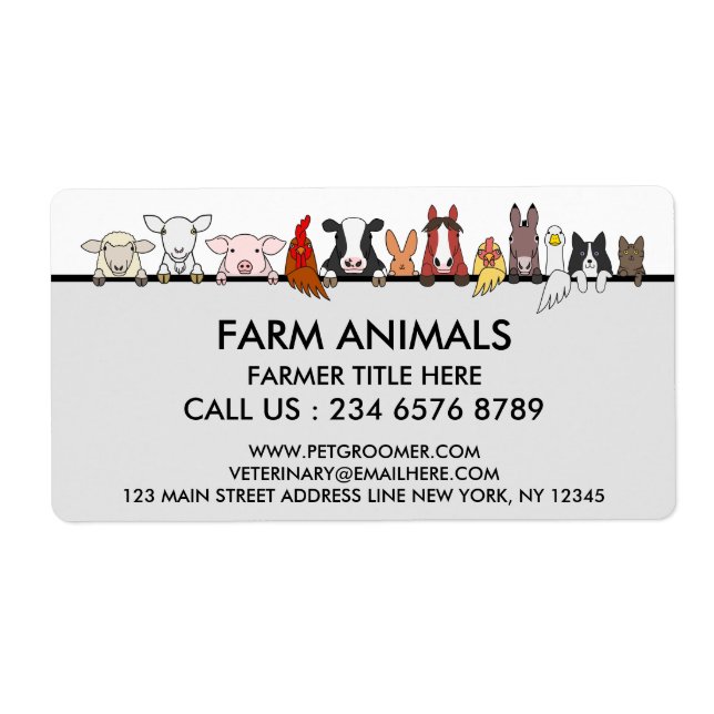 Étiquette Animaux de la ferme Mouton Poulet Vache client (Devant)