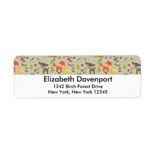 Étiquette Animaux mignons en bois Motifs illustrés