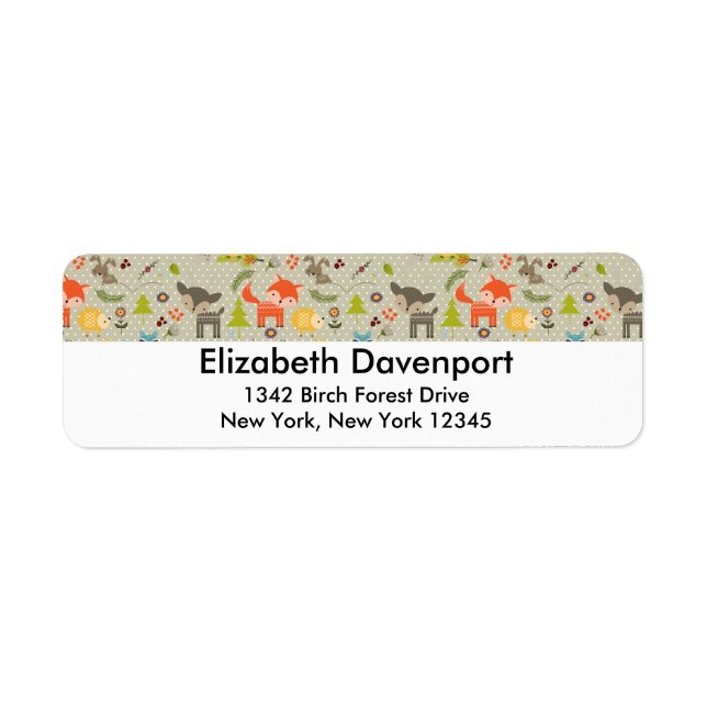 Étiquette Animaux mignons en bois Motifs illustrés (Devant)