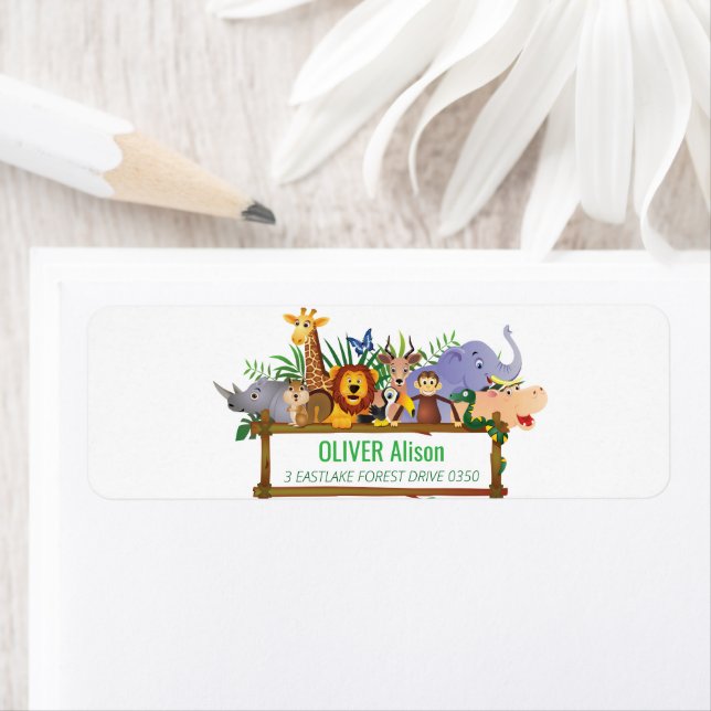 Étiquette Animaux Wild One Jungle safari de verdure pour les (En situation)