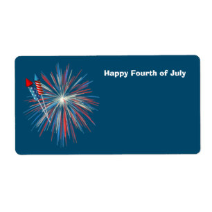 Étiquette Animé 4 juillet feux d'artifice et fusées