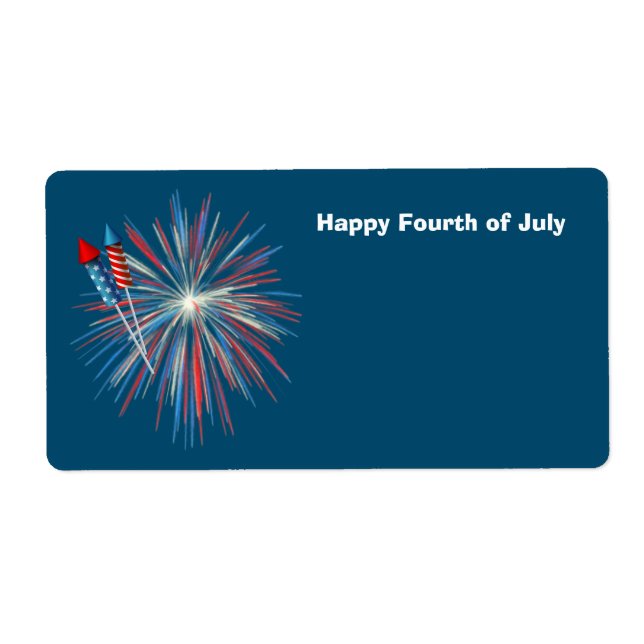 Étiquette Animé 4 juillet feux d'artifice et fusées (Devant)