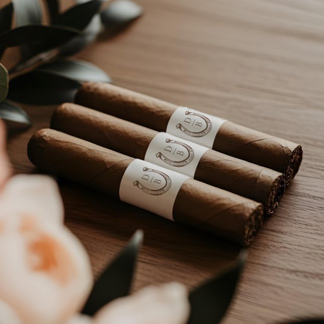 Étiquette Anneaux de cigare à monogramme de fer à cheval occ (Rustic Western Horseshoe Monogram Cigar Bands)