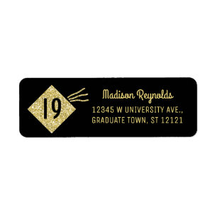 Étiquette Année de graduation Grad Mortarboard Tassel Black 