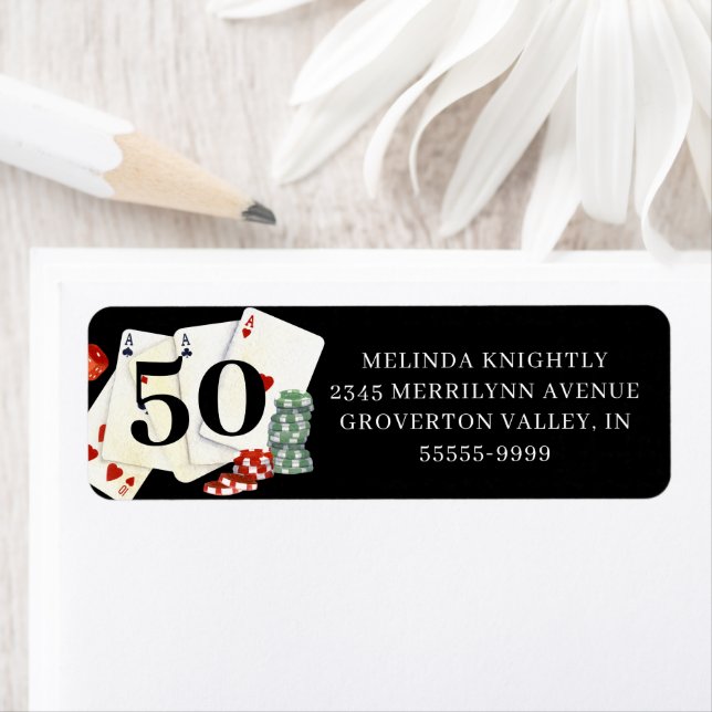 Étiquette Anniversaire Casino Poker Party (En situation)