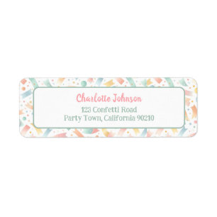 Étiquette Anniversaire coloré Confetti Cute Kid Retour Adres