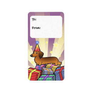 Étiquette Anniversaire Dachshund Tags cadeaux (longhair)