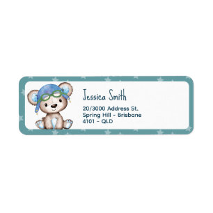 Étiquette Anniversaire de l'avion Teddy Bear