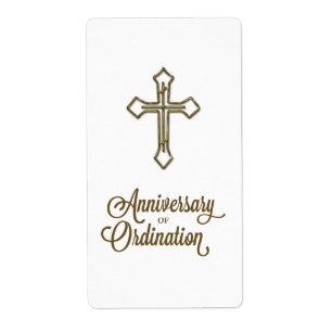 Étiquette Anniversaire de l'ordination, Croix sur Starburst