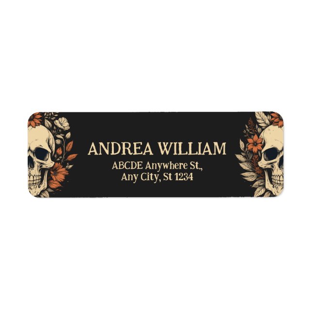 Étiquette Anniversaire de Skullhead Halloween (Devant)