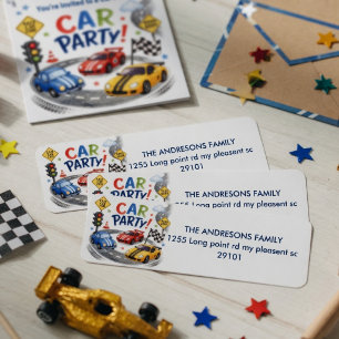 Étiquette Anniversaire de voiture de course